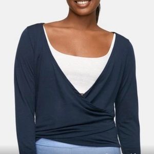 Outdoor Voices | Navy Merino Wrap Top